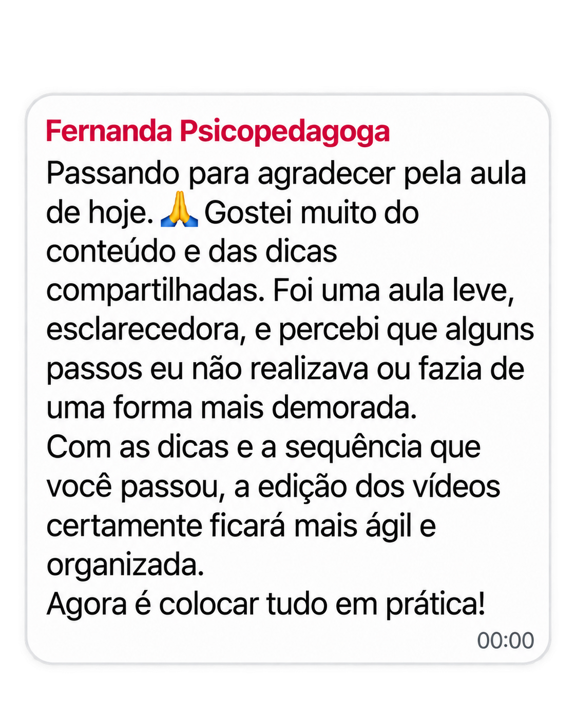 Print de depoimento de aluno 4.